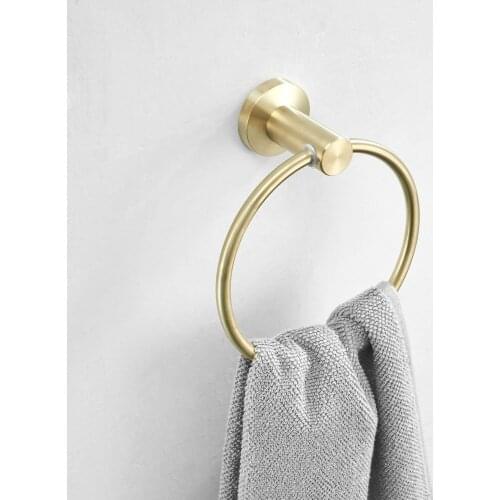 Modern Roung Towel Ring Towel Holder Wall-Mounted Gold Brushed Towel Rack Bathroom Accessories Home Decoration