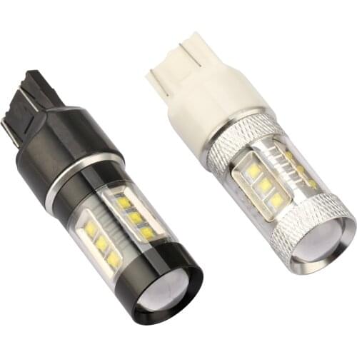 1PCS Black Body LED Brake Bulb Reverse Light 12V White T20 7443 80W LED Stop Light Backup lamp For Car Auto LED lighting