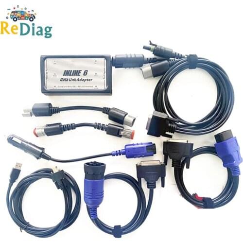 Heavy Duty Diagnostic Scanner Tool INLINE 6 Data Link Adapter Full 8 cables Truck interface Via OBD2 for CUMMINS