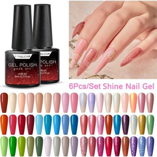 T-TIAO CLUB 6pcs Gel Nail Polish Set 6ml Gel Polish Nail Kit UV Gel Set Gel Varnish Manicure Set For Nail Art Gel Nail Polish