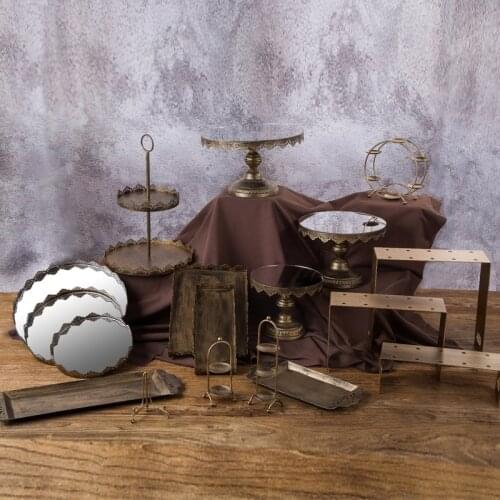 Vintage Gold Cake Stands Plexiglass Birthday Cake Plates Macaron Donuts Dessert Display Tray for Baking Cooking Tools