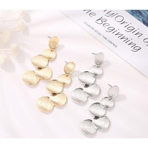 Irregular Uneven Drop Earrings for Female European Exaggerated Disc Multi-layer Ladies Round Long Earrings Boho Ear Jewelry
