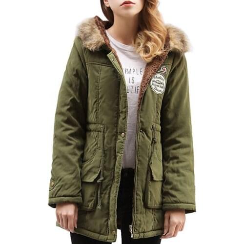 Women Cotton Coat Lambswool Winter Hooded Jacket Fur Collar Medium Long Female Coats Slim Outerwear Casual Padded Warm Plus Size