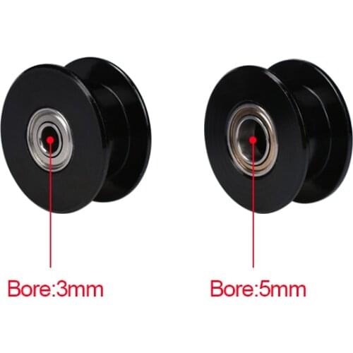 10pcs 3D printer part Idler pulley GT2 Black Color Aluminum Toothless Timing Belt C 20 teeth for GT2-6mm Width 5mm Timing Belt