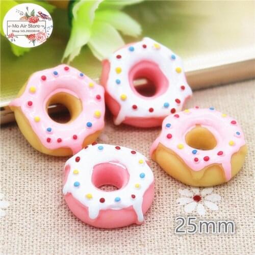 Donut sweet candy 10PCS 25mm polymer clay Flatback Cabochon Miniature Food Art Supply Decoration Charm DIY craft