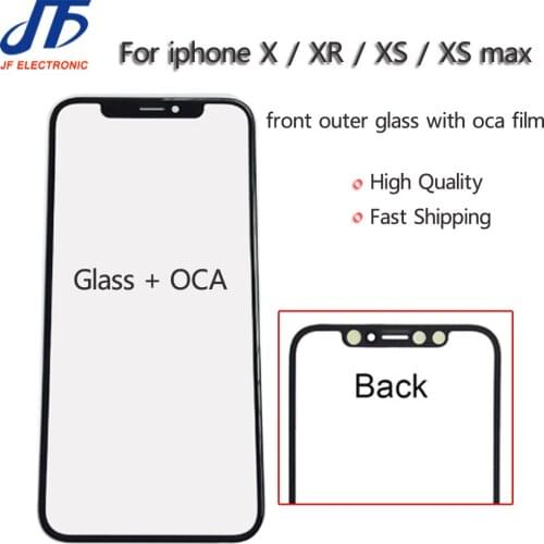 2 in 1 Front Screen Outer Glass Len with OCA Assembly Replacement for iPhone X XR XS max Touch Panel Repair Parts 10pcs