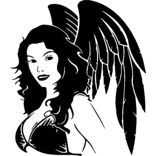 14.5cm*16.6cm Girl Angel With Wings Fashion Car-Styling Car Sticker Vinyl Black/Silver S3-6485