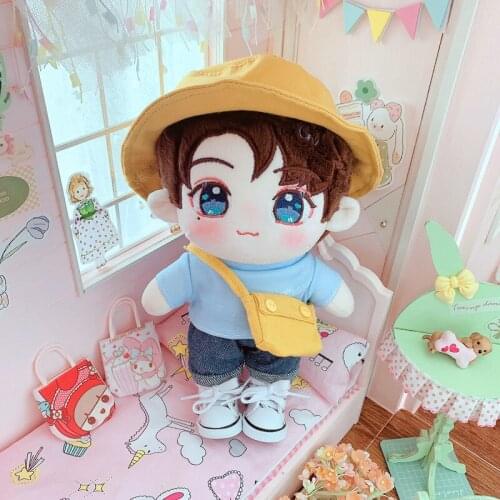 20cm PP cotton Replaceable clothes Doll Fisherman hat blue T-shirt shirt pants Sean Xiao Clothes Childrens Christmas toys gifts