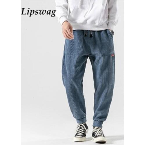 2020 Streetwear Fashion Men Corduroy Pencil Pants Autumn Casual Solid Loose Harem Pant Male Vintage Hip Hop Joggers Long Pants