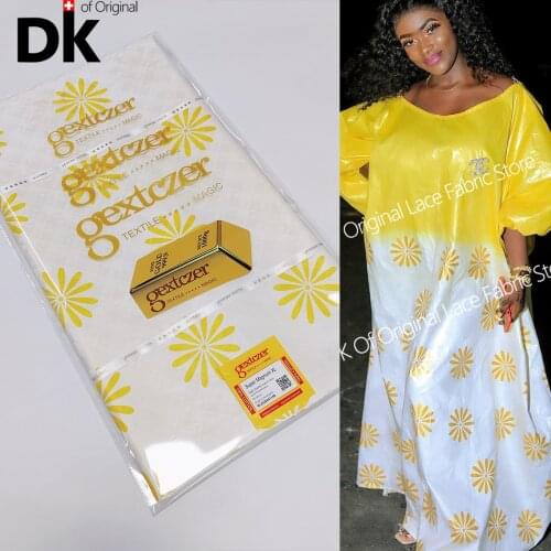 2021 High Quality African Lace Bazin Riche Printing DIY 100% Cotton Keep Shining Fabric For Nigerian Traditionaal Wedding Dresse