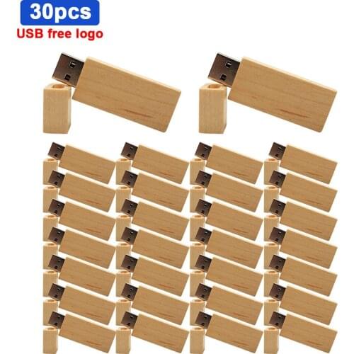 30pcs/lot Custom Logo Wooden USB Flash Pen Drive 4GB 8GB 16GB U Disk 32GB 64GB Cle Usb for Photography Gifts (free Custom Logo)