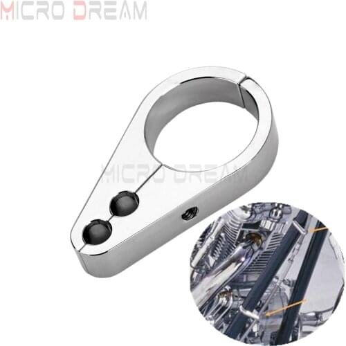32mm Chrome Motorcycle Brake Clutch Throttle Cables Wire Clamp Clip 1-1/4" Universal For Harley Dyna Softail Touring Cafe Racer
