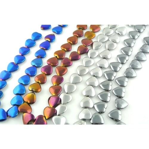 5pcs Hematite Heart Shape Beads Silver Gold Blue Purple Color Plated Beads For Jewelry Making