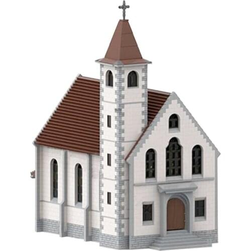 7517 PCS MOC Toys City Street Scene Church Construction Building Blocks Modular Architecture Block Model