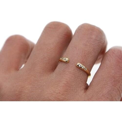 AAA Zircon Wedding Rings for women opening delicate gold color Crystal engagement rings female anel adjustable size