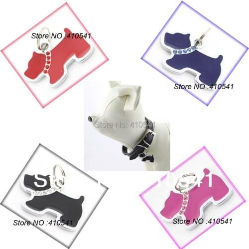 Free shipping pet tags rhinestone pet id dog tags zinc alloy dog name tags dog shaped pendant for animal mix colors