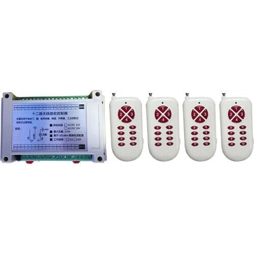 DC12V 12CH 10A Wireless RF Remote Control Switch Transmitter+Receiver for Appliances Gate Garage Door window /lamp