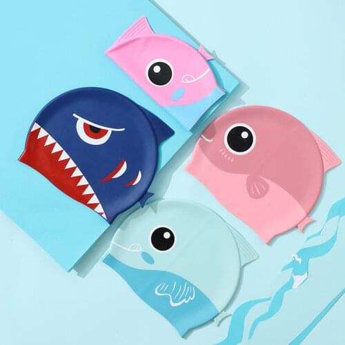 Cartoon Animal Children Swimming Cap Girls Boys Swimming Hat Elastic Kids Pool Swimming Cap 1-10 Years Old Ideal for Kids Gift
