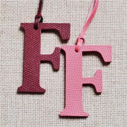 DIY Alphabet A-Z F Luxury Genuine Leather Initial Capital English Letter Keychain Backpack Pendant Ladies Women Bag Charm