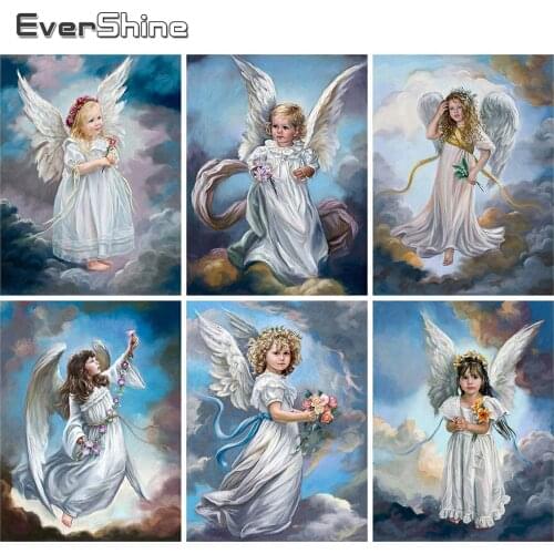 Evershine 5D DIY Diamond Painting Angel Cross Stitch Diamond Embroidery Girl Rhinestones Pictures Mosaic Sale Home Decor