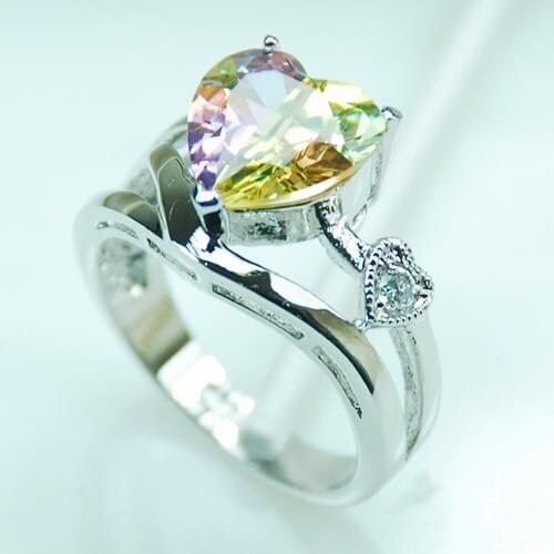 Wholesale & Retail Brand New Rainbow Crystal Zircon 925 Sterling Silver Ring Free Shipping R271 USA size 6 7 8 9 10