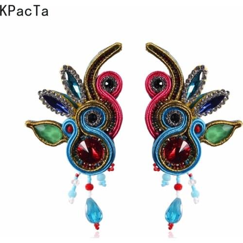 Fashion Ethnic Style Leather Long Hanging Earrings Jewelry Women Soutache Handmade Production Big Drop Earring Party Oorbellen
