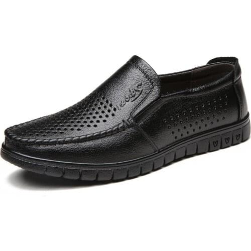Casual Middle-Aged Wear-Resistant Soft Bottom Business Shoes Man Spring Summer Men Shoes Mens Leather Loafers Non-Slip