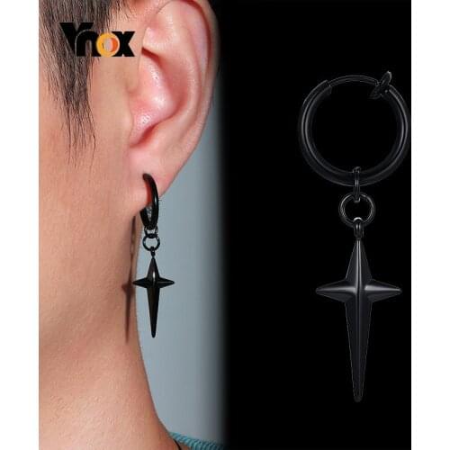 Vnox Mens 1 Piece Stylish Conical Spike Shaped Earrings,Rock Punk Geometric Ear Jewelry with Spring Ear Clip