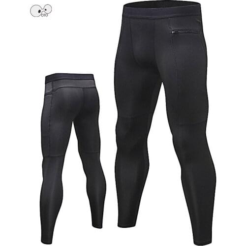 Mens Zipper Pocket Running Tights Gym Pants Sports Jogging Training Wicking Quick Dry High Elastic Trousers Fitness Sportswear