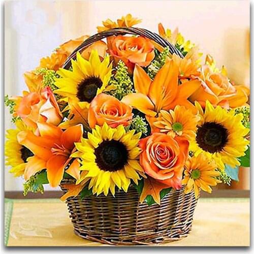 Colored Flowers DIY Embroidery Cross Stitch 11CT Kits Needlework Craft Set Cotton Thread Printed Canvas Home Decoration Sell