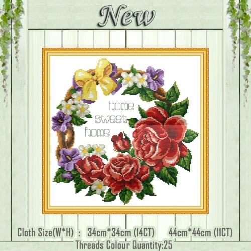Sweet Home flower Ring home decor paintings counted printed on canvas DMC 14CT 11CT Cross Stitch Needlework Sets Embroidery kits