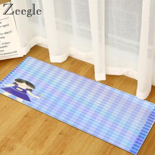 Zeegle Anti-slip Rectangle Kitchen Mat Large Floor Carpet Doormat Bedroom Bedside Soft Foot Mat Dustproof Hallway Floor Carpet
