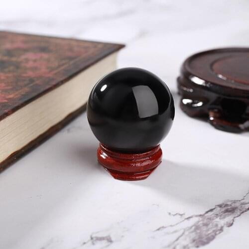 Obsidian Stand Crystal Ball Livingroom Black Office Sphere Home Decor Creative Healing Bedroom