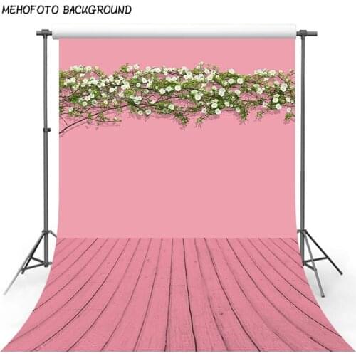 Solid Hot Pink Photography Backdrop 8x8ft White Flowers Green Branch Photographic Backgrounds Studio Props Wedding Photocall