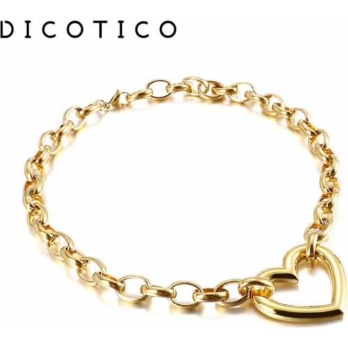 Heart Necklaces For Women Gold Silver Color Stainless Steel Chain Around The Neck Womens Necklace Jewelry Accessories 2021