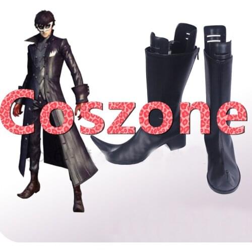 Persona 5 Joker Protagonist Akira Kurusu Ren Amamiya Black Cosplay Shoes Boots Halloween Carnival Party Costume Accessories