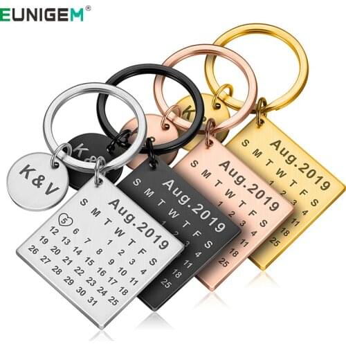 Personalized Calendar Keychain Custom Engrave Keyring Date Birthday Wedding Anniversary Gift for Boyfriend Husband Women Men Him