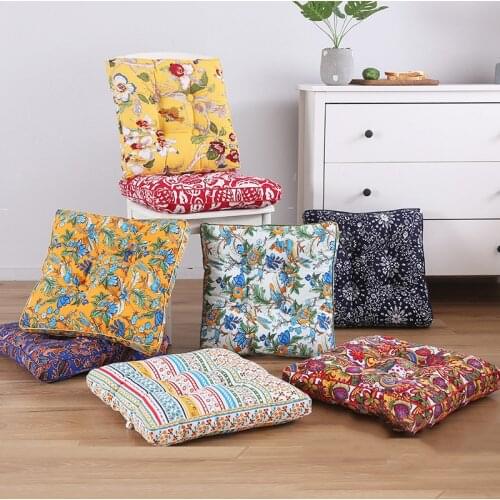 Printing Cushion Tatami Outdoor Chair Home Decor Sofa Pillows Backrest Flower Back Seat Pad Square Stool Seat Cushion Garden Mat