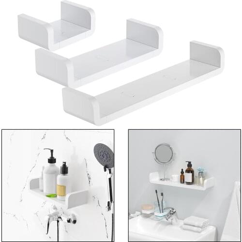 Storage Rack Shelf Bathroom Kitchen Seasoning Rack Shower Rack Shampoo Bath Shower Rack Wall-Mounted Self U Shape White