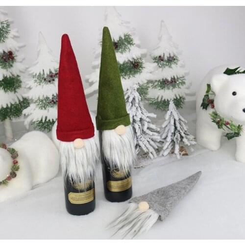 Christmas Champagne Bottle Cover Dress Up Decoration Christmas Faceless Doll Festival Christmas Crafts Decoration Accessories