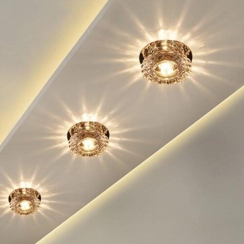 Modern LED Chip Crystal Aisle Lamp AC85-240V Solid Stainless Steel Base Surface Mounted Ceiling Lamp For Living Room Corridor