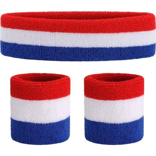 Sports Headband Wristband Set Sweatbands Sweat Elastic Head Wrap For Men and Women Yoga Hair Bands Head Gym