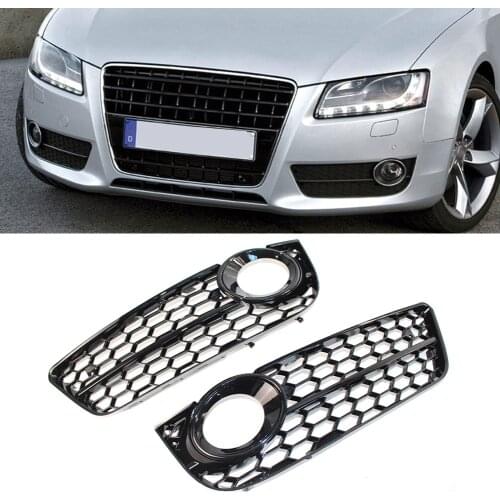 Fog Light Mesh Grill Cover for Audi A5 Coupe/Sportback 08-11 A5 Cabriolet 10-11 Morden Style Front Bumper Grill Car Styling