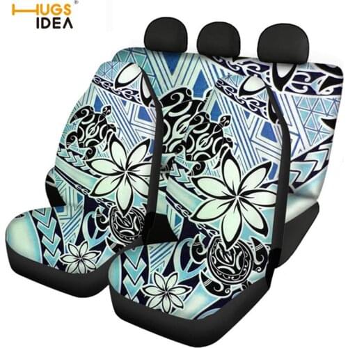 HUGSIDEA Hawaii Polynesian Sea Tortoise Printing Universal Vehicle Seat Protector Anti-Slip Front/Back Car Interior Seat Covers