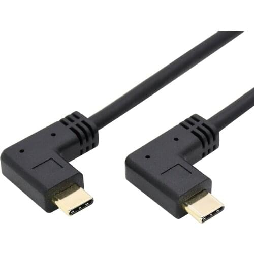 90 degree angle USB 3.1 GEN2 10Gbps usb c cable gold plated connector type-c male to type c male data and fast charge cable 1ft