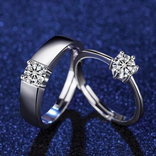 Jewelry 925 Sterling Silver Moissanite rings For Women retro Engagement Couple wedding Ring Jewellery sets matching for couples