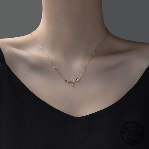 S925 Silver Star Chain Necklaces For Women Shiny Round Bead Charm Korean Fashion Clavicle Link Simple Design Lady Party Jewelry