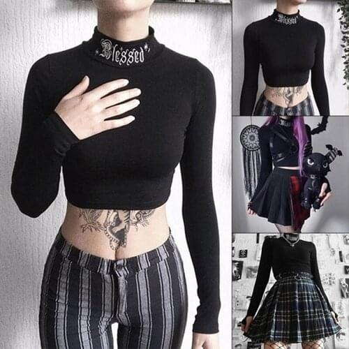 Women Slim T-Shirt Turtleneck Elastic Crop Tops Long Sleeve Female Autumn Tops And Tees Short Casual Black T-shirts