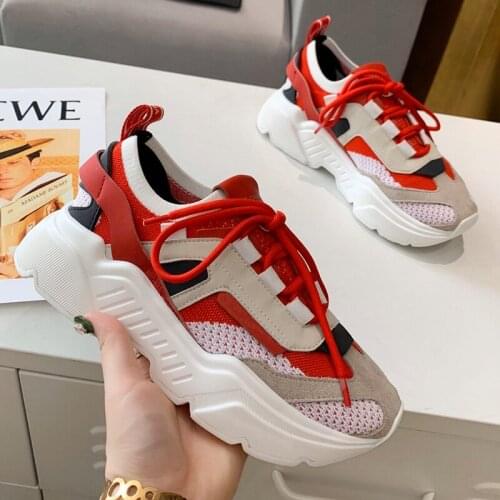 2020 new Women Genuine Leather Sneaker Mixed Color Lace Up Trainers Tenis Feminino Zapatos De Mujer Casual Shoes Women And Man