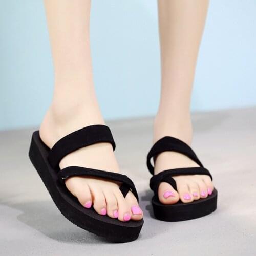 2021 summer slippers womens slope heel simple student sandals fashion high comfortable outdoor beach shoes